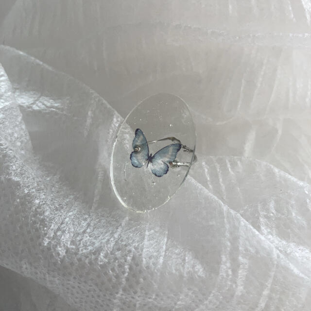 Lochie(ロキエ)の୨୧ Vintage rétro Butterfly Glass Ring #1 ハンドメイドのアクセサリー(リング)の商品写真