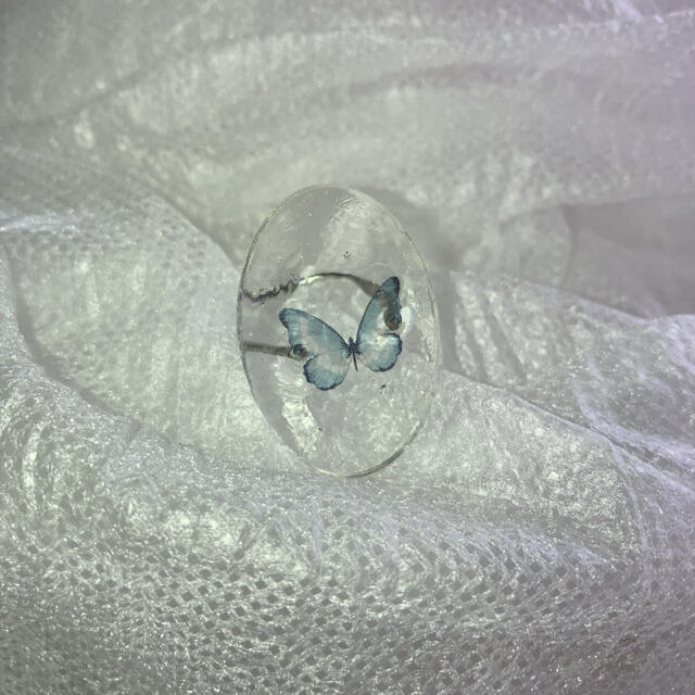 Lochie(ロキエ)の୨୧ Vintage rétro Butterfly Glass Ring #1 ハンドメイドのアクセサリー(リング)の商品写真