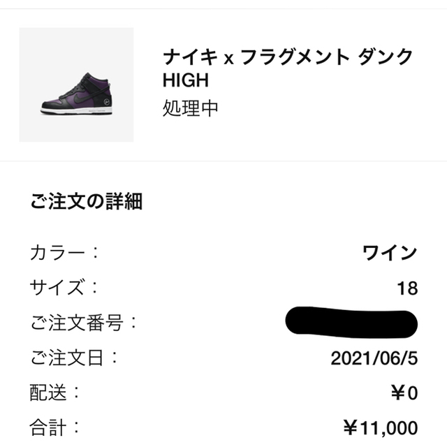 NIKE(ナイキ)のNIKE ナイキ ダンク　high フラグメント　18センチ キッズ/ベビー/マタニティのキッズ靴/シューズ(15cm~)(スニーカー)の商品写真