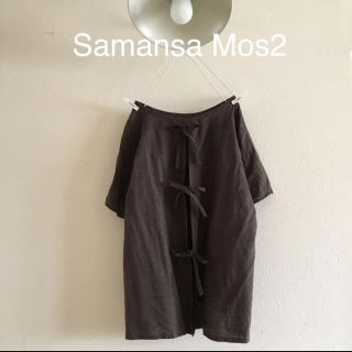 サマンサモスモス(SM2)のSamansa Mos2♡リネン混後ろリボンブラウス(シャツ/ブラウス(半袖/袖なし))