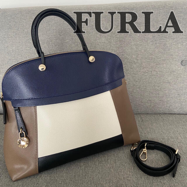 美品】 FURLA パイパー Lサイズ 2way マルチカラー ショルダー