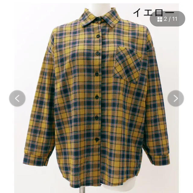 ANAP(アナップ)のANAP 抜き襟チェックシャツ イエロー レディースのトップス(シャツ/ブラウス(長袖/七分))の商品写真