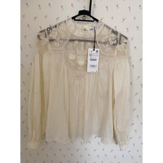 ザラ(ZARA)のレースブラウス　タグ付き新品未使用(シャツ/ブラウス(長袖/七分))