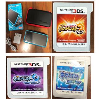 ニンテンドー2DS(ニンテンドー2DS)の任天堂Newニンテンドー2DS LL ブラック×ターコイズ ポケモンソフトセット(家庭用ゲーム機本体)