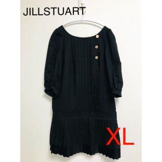 ジルスチュアート(JILLSTUART)のジルスチュアートワンピース　プリーツワンピース　七分袖　黒　大きいサイズ　4(ひざ丈ワンピース)