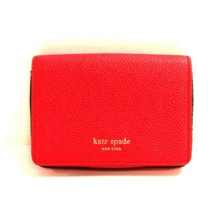 ケイトスペードニューヨーク(kate spade new york)のケイトスペード カードケース美品  レッド(名刺入れ/定期入れ)