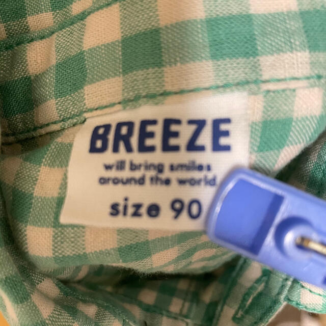 BREEZE(ブリーズ)の90 BREEZEワンピースグリーン白チェック柄緑 キッズ/ベビー/マタニティのキッズ服女の子用(90cm~)(ワンピース)の商品写真