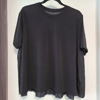 ディーホリック(dholic)のディーホリック　プリーツ　半袖　Tシャツ　レディース　黒　ブラック　とろみ素材(Tシャツ(半袖/袖なし))