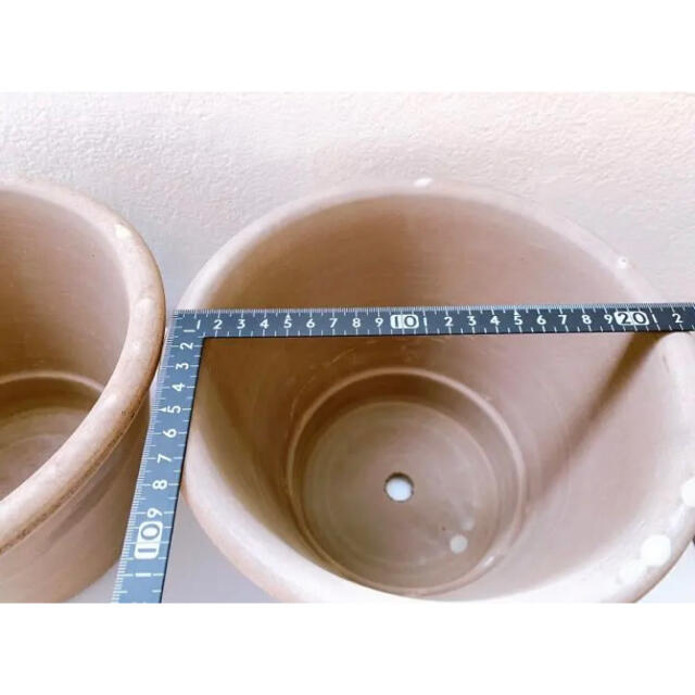 1個♪ イタリア製　鉢　植木鉢　グレー　テラコッタ　素焼き　陶器 ハンドメイドのフラワー/ガーデン(プランター)の商品写真