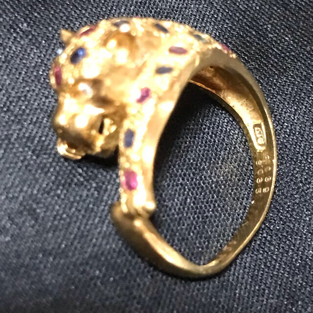 K18 小さな色々な宝石が付いているカッコイイ指輪 001 S035 R039