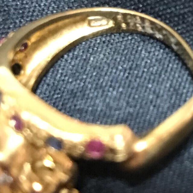 K18 小さな色々な宝石が付いているカッコイイ指輪 001 S035 R039