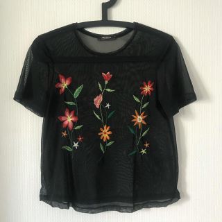 ザラ(ZARA)のZARA/透かし花柄Tシャツ シースルー シアー(Tシャツ(半袖/袖なし))