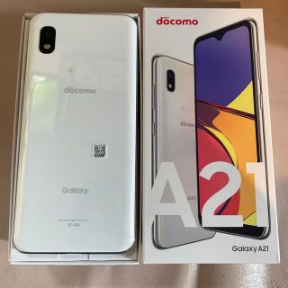 エヌティティドコモ(NTTdocomo)の【SIMフリー】Galaxy　A21　SAMSUNG ホワイト(スマートフォン本体)