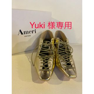 アメリヴィンテージ(Ameri VINTAGE)のAmeri◆新品 LACE UP BABOOCHE GOLD sizeL (ハイヒール/パンプス)