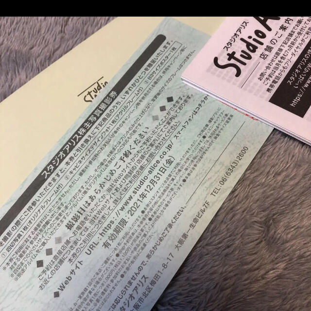 スタジオアリス　株主写真撮影券 チケットの優待券/割引券(その他)の商品写真