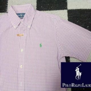 ラルフローレン(Ralph Lauren)の【ラルフローレン】半袖BDシャツ海外S(038)しわ加工薄パープルチェック(シャツ)