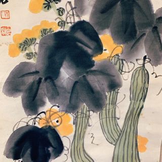 《斉白石》中国近代絵画 花虫図 斉白石筆 捲り 肉筆の通販 by ...
