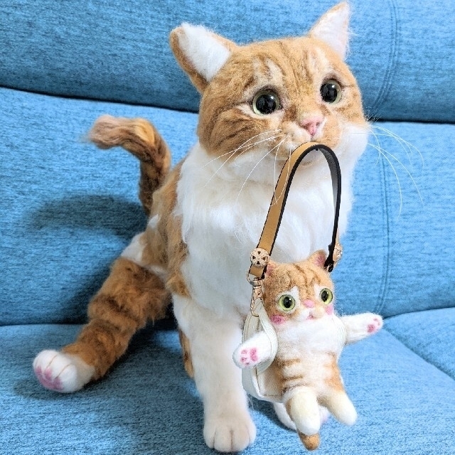 格安 買う 羊毛フェルト猫????No.18のオマケ????ハンドメイド猫