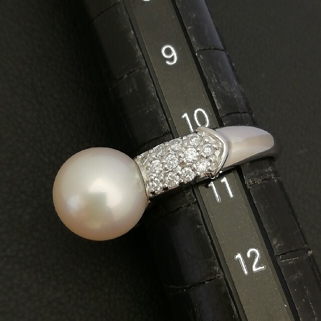 Pt900◯あこや真珠10.1㎜✨ダイヤ0.20ct✨リング✨つやつやあこや綺麗