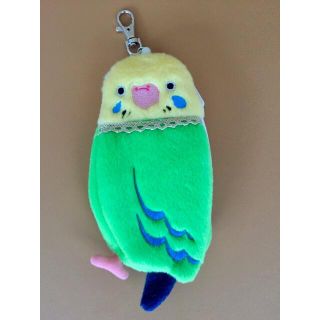 リールパスケース（セキセイインコ）全長18cm グリーン(名刺入れ/定期入れ)