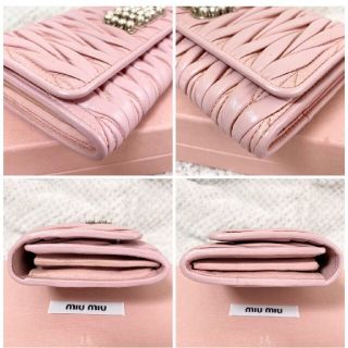 MIUMIU / ミュウミュウ マテラッセ ビジューロゴ 長財布 ピンク