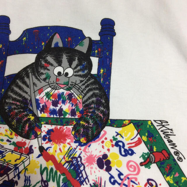 Tシャツ 古着 ハワイ 土産 イラスト プリント 猫 白 半袖 クリ Tシャツ 古着 ハワイ 土産 イラスト プリント 猫 白 半袖 クリ