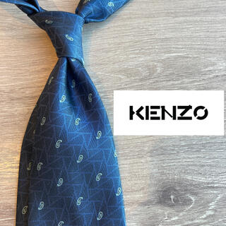 ケンゾー(KENZO)の【美品】ケンゾー 日本製最高級シルク100%ネクタイ ブルーペイズリー柄青(ネクタイ)
