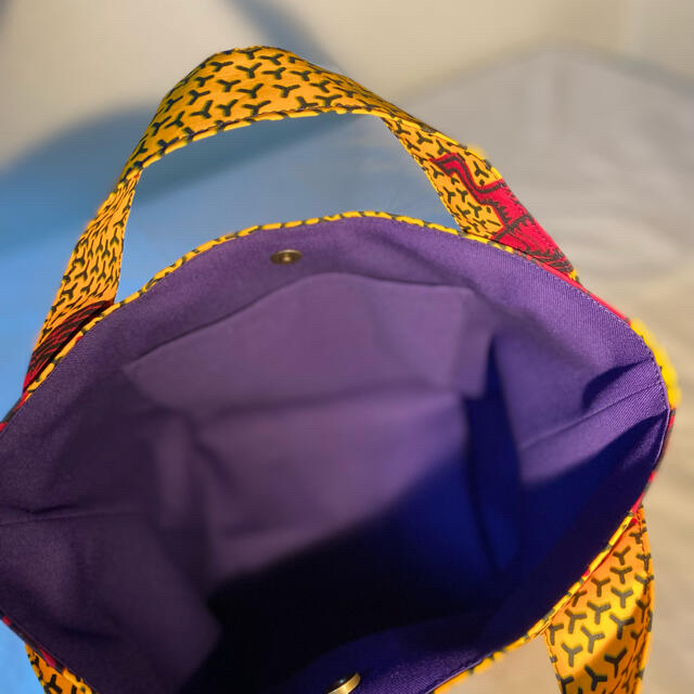 アフリカ布　アフリカンプリント　ミニトート　　　　　　　ランチバッグ　馬柄 ハンドメイドのファッション小物(バッグ)の商品写真