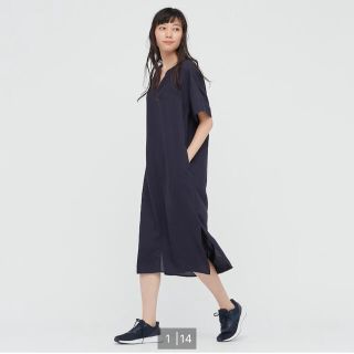 ユニクロ(UNIQLO)のUNIQLO リネンブレンドカフタンOP(ロングワンピース/マキシワンピース)