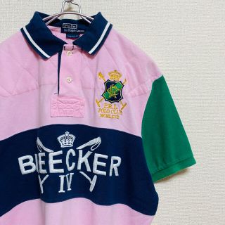 ポロラルフローレン(POLO RALPH LAUREN)の一点物　90年代ビンテージ　ポロ ラルフローレン　エンブレム刺繍 ポロシャツ(ポロシャツ)