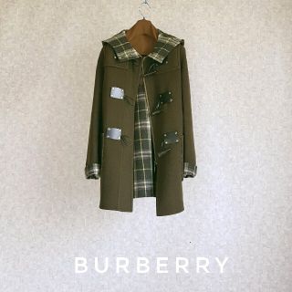 バーバリー(BURBERRY)の超高級 バーバリー 一級品モダンダッフルコート 牛革使用 豪華おしゃれチェック(ダッフルコート)