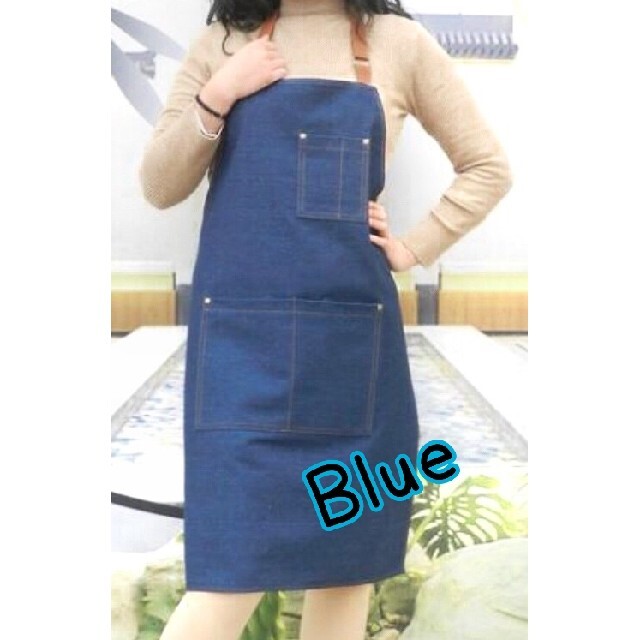 エプロン デニム キッチン ガーデニング おしゃれ denim apron インテリア/住まい/日用品のキッチン/食器(その他)の商品写真