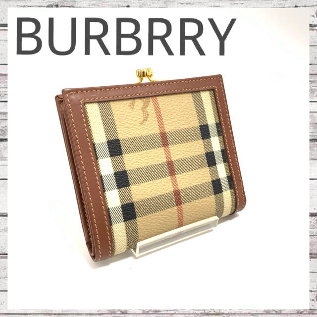 BURBERRY(バーバリー)の【極美品】 バーバリー がま口 二つ折り財布 ノバチェック コンパクト ブラウン レディースのファッション小物(財布)の商品写真