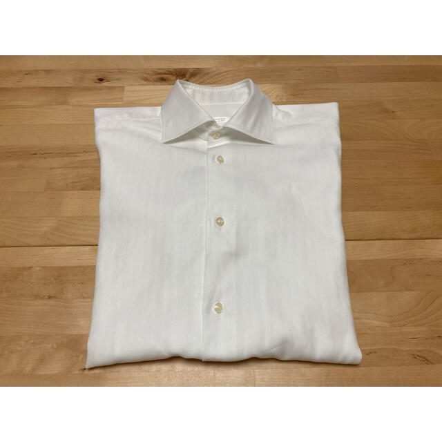 EDIFICE(エディフィス)の限定値下エディフィス　ワイシャツ　39 ホワイト　ヘリンボーン　フェアファクス製 メンズのトップス(シャツ)の商品写真
