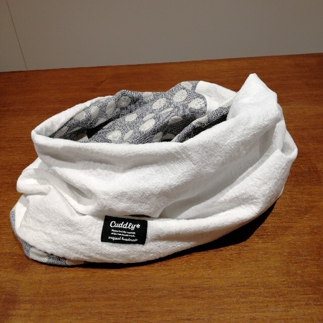 handmadeスヌード　ドットジャガードダブルガーゼ×ホワイトワッシャー レディースのファッション小物(スヌード)の商品写真