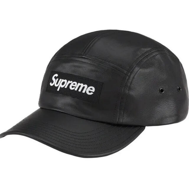 Supreme Leather Camp Cap Black帽子