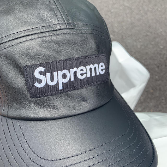 Supreme Leather Camp Cap Black 1