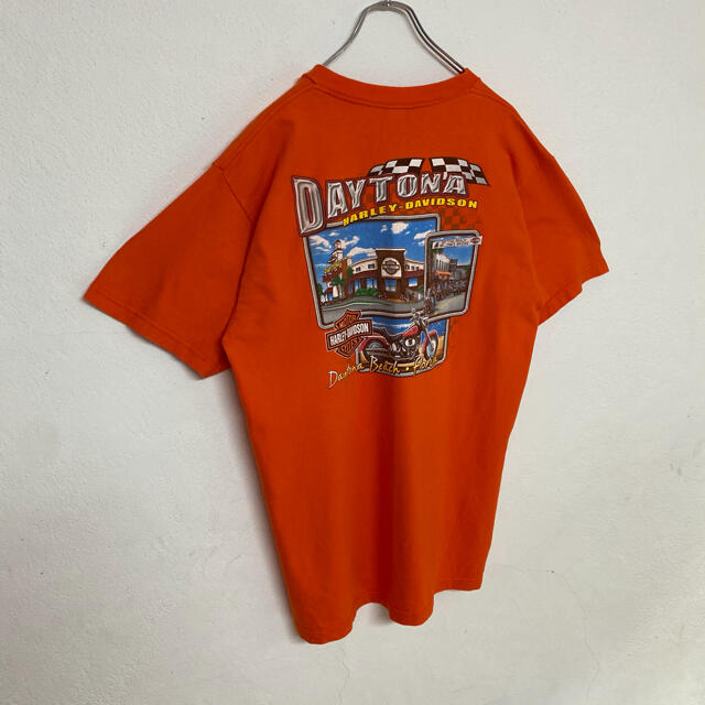 90s ハーレーダビッドソン 両面プリント 希少オレンジ Tシャツ | www