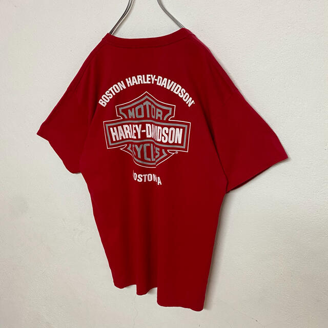 Harley Davidson(ハーレーダビッドソン)の【古着】90s ハーレーダビッドソン 両面プリント 希少レッドTシャツ　貴重 メンズのトップス(Tシャツ/カットソー(半袖/袖なし))の商品写真