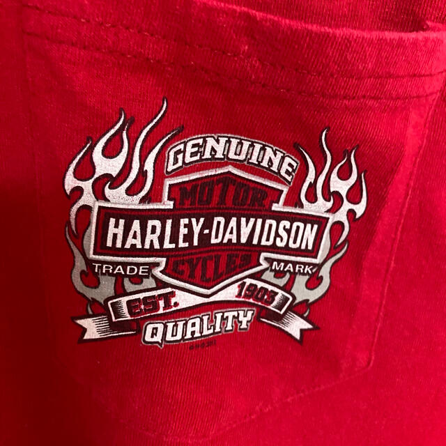 Harley Davidson(ハーレーダビッドソン)の【古着】90s ハーレーダビッドソン 両面プリント 希少レッドTシャツ　貴重 メンズのトップス(Tシャツ/カットソー(半袖/袖なし))の商品写真