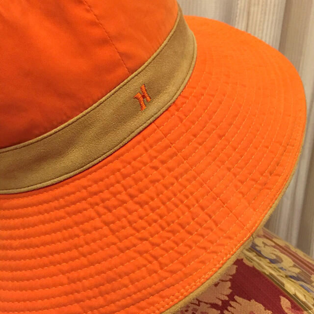 【特別訳あり特価】 HERMES 帽子 57 SIZE オレンジ ハット エルメス 帽子
