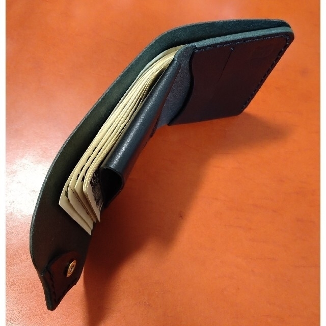 拘り 総手縫い コンパクトウォレット 栃木レザー 黒 5セントコンチョ ミニ財布