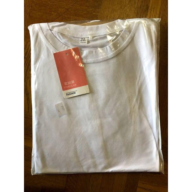 バックプリント 半袖 Tシャツ シンプル ホワイト 2XLサイズ レディースのトップス(Tシャツ(半袖/袖なし))の商品写真