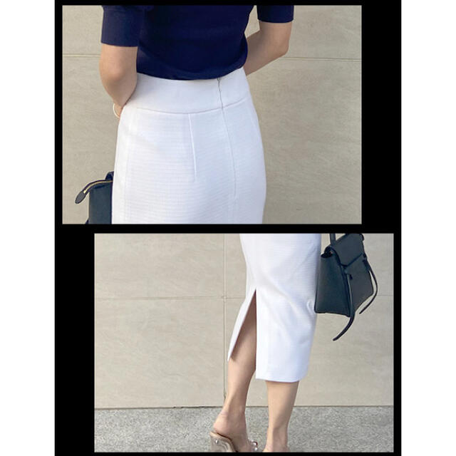 ZARA(ザラ)のJENNE ジェンヌ　大人上品ロングストレートスカート　ホワイト レディースのスカート(ひざ丈スカート)の商品写真