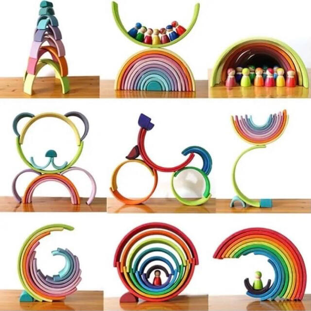 大人気のため再入荷❣️木製 アーチレインボー 12color 知育玩具