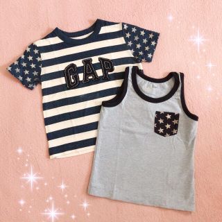 ベビーギャップ(babyGAP)の☆baby Gap☆ボーダー柄ロゴTシャツ＆ポケット星タンクトップ☆80サイズ(Ｔシャツ)