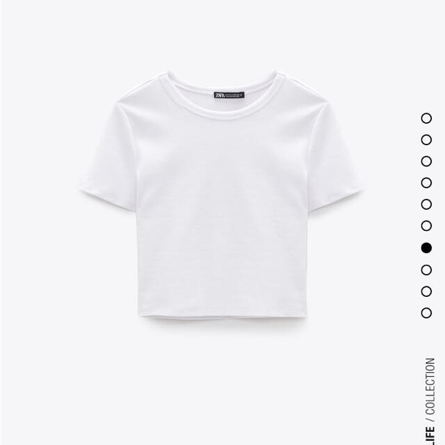 ZARA(ザラ)のZARA クロップド丈Tシャツ テキストTシャツ コットンTシャツ 白 レディースのトップス(Tシャツ(半袖/袖なし))の商品写真