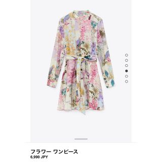 ザラ(ZARA)のZARA ザラ　フラワーワンピース　花柄　ピンク　ミニ(ミニワンピース)