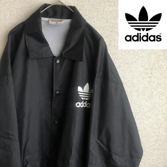 adidas - 90s ADIDAS ビッグロゴ プリント ナイロン コーチジャケット