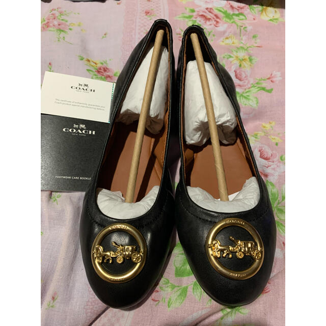 24cm【NEW限定品】 【美品】COACH コーチ シグネチャー 黒 フラット
